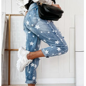 Wepbel Jeans Suvised pestud teksapüksid teksapüksid naistele kõrge vöökohaga sirge tähemustriga rebitud tänavarõivad teksad