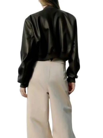 2023 Γυναικεία Vintage Bomber Chic Cropped PU Faux Leather Gothic Μπουφάν αγώνων Γυναικεία ποδηλατικά παλτά μπέιζμπολ μοτοσικλέτας Streetwear