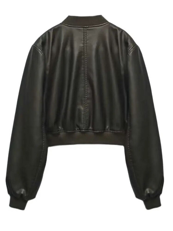 2023 m. moteriškos vintažinės bombonešio prašmatnios apkarpytos PU dirbtinės odos gotikinės lenktyninės striukės Moterų dviratininkų beisbolo paltai Gatvės drabužiai