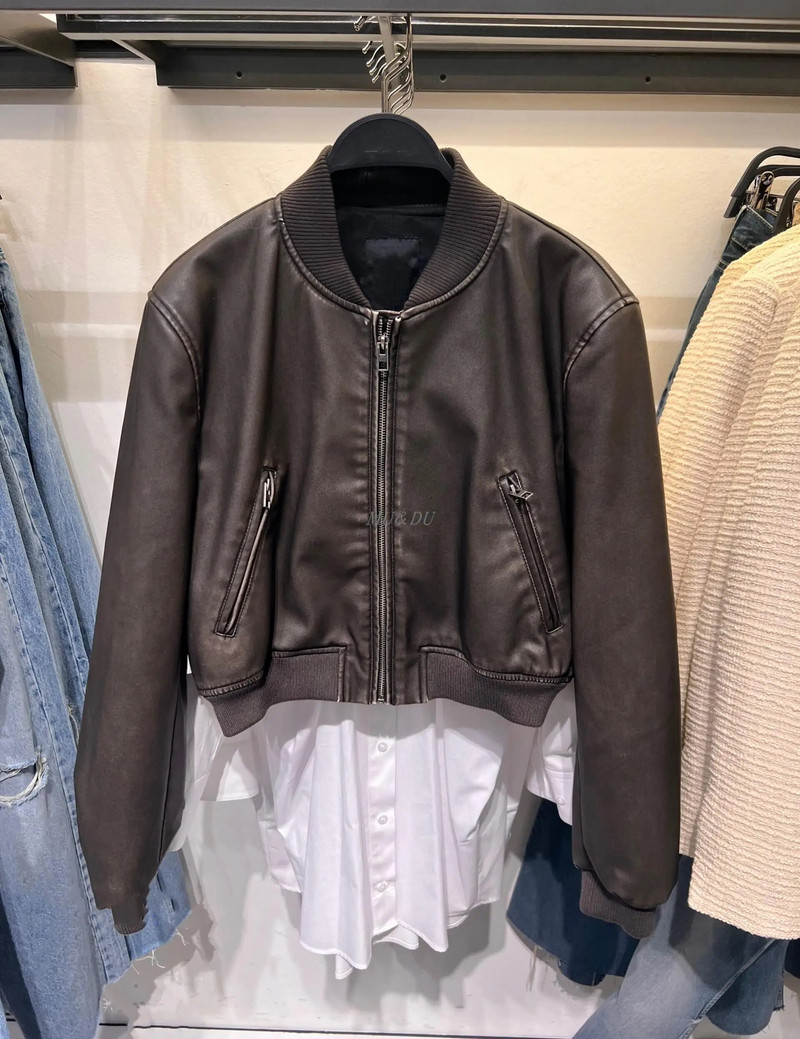 Mu&Du 2023 Ženska modna kratka motoristička jakna od umjetne kože Vintage PU Zip Baseball jakne Kaputi Y2k Outwear Femme Streetwear