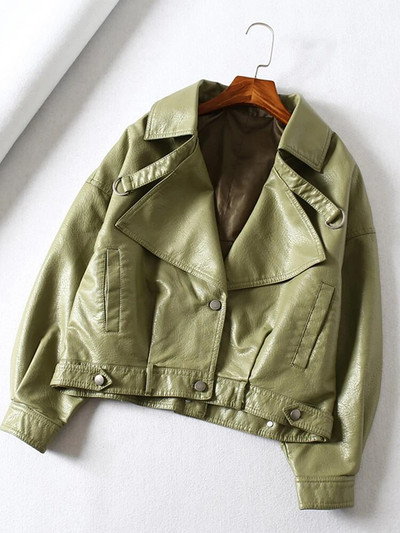 FTLZZ uued kevadised sügisrohelised kunstnahast jakid vabaaja naiste lühikesed vintage lahtised pujoped Naiste mustad punased nahast mantlid