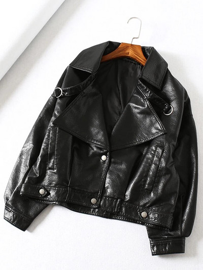 FTLZZ uued kevadised sügisrohelised kunstnahast jakid vabaaja naiste lühikesed vintage lahtised pujoped Naiste mustad punased nahast mantlid