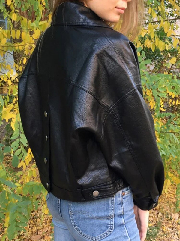 FTLZZ uued kevadised sügisrohelised kunstnahast jakid vabaaja naiste lühikesed vintage lahtised pujoped Naiste mustad punased nahast mantlid