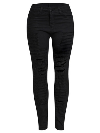 LW Mid Waist High Strechy Ripped Solid Skinny Jeans Καλοκαιρινό ελαστικό παντελόνι Sexy Skinny Denim Pencil Παντελόνι