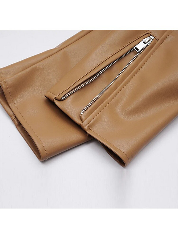 FTLZZ kevad-sügis kunstnahast jakid naiste vaba vabaaja mantel Naistele langevad õlad Mootorrattad vedurid vööga