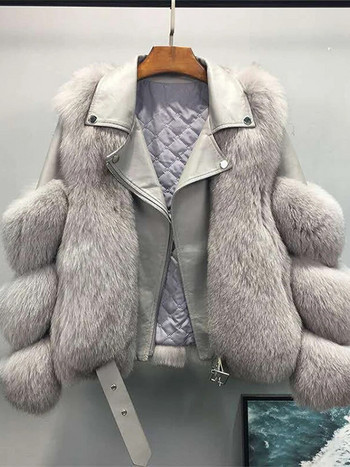 Γυναικείο μπουφάν από ψεύτικη γούνα Street Patchwork Μακρυμάνικο Pu Δερμάτινο Χνουδωτό Γυναικείο Παχύ Παλτό 2023 Winter Luxury Loose Lady outwear