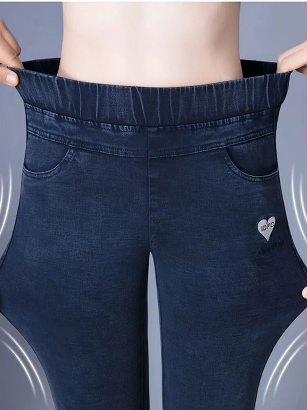 Talvised pliiats voodriga pliiatsiga teksad paksud suured 80kg teksapüksid kõrge vöökohaga soojad Vaqueros korea kitsad sinised pantalonid Uus