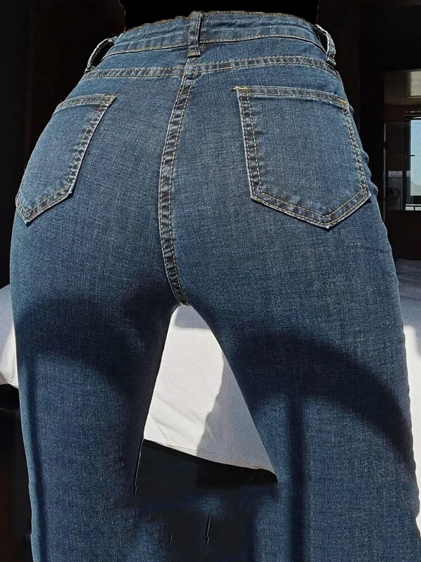 Lieknas aukštu juosmeniu siauras pieštukas Džinsai Korėjos negabaritinės 9xl Laisvalaikio kelnės Tamprios iki kulkšnies džinsinės kelnės Seksualūs antblauzdžiai Vaqueros