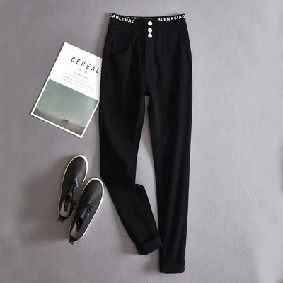 Moodsad kirjadisain kitsad teksad Naiste kõrge vöökohaga lapitööd Vaqueros vabaaja veniv pliiatspüksid kevadsuvi teksariidest säärised