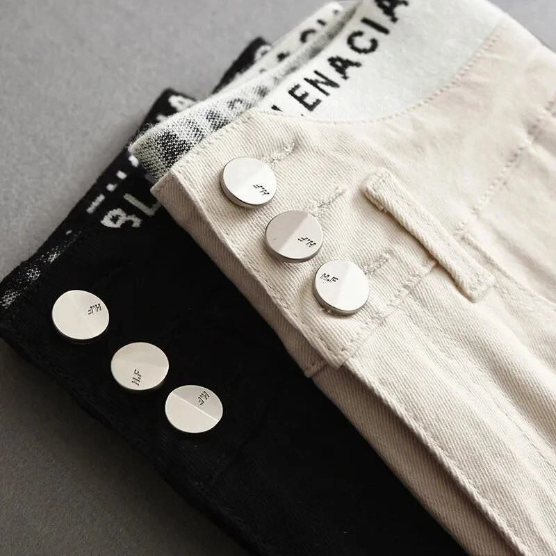 Moodsad kirjadisain kitsad teksad Naiste kõrge vöökohaga lapitööd Vaqueros vabaaja veniv pliiatspüksid kevadsuvi teksariidest säärised