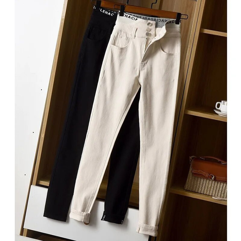 Moodsad kirjadisain kitsad teksad Naiste kõrge vöökohaga lapitööd Vaqueros vabaaja veniv pliiatspüksid kevadsuvi teksariidest säärised