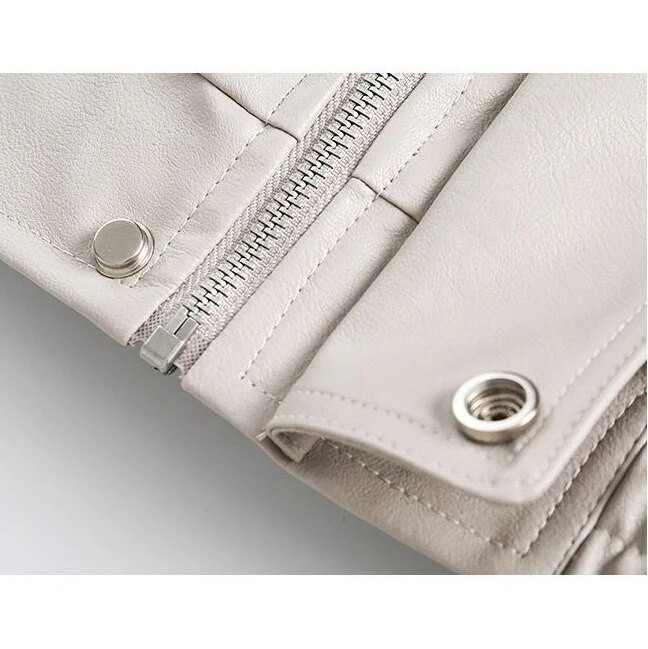 Vintažinė PU odinė striukė, moteriška smėlio spalvos High Street Oversized Moto Biker paltai Moteriški pankiški, laisvi kasdieniai apkarpyti viršutiniai drabužiai