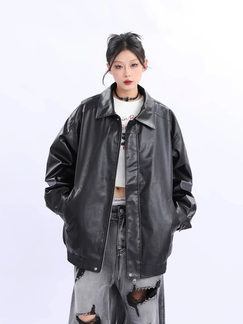 Nova jesen Traf Američki ženski kaput Ženska retro smeđa kožna jakna 2023 Trf jakne Odjeća Zimska