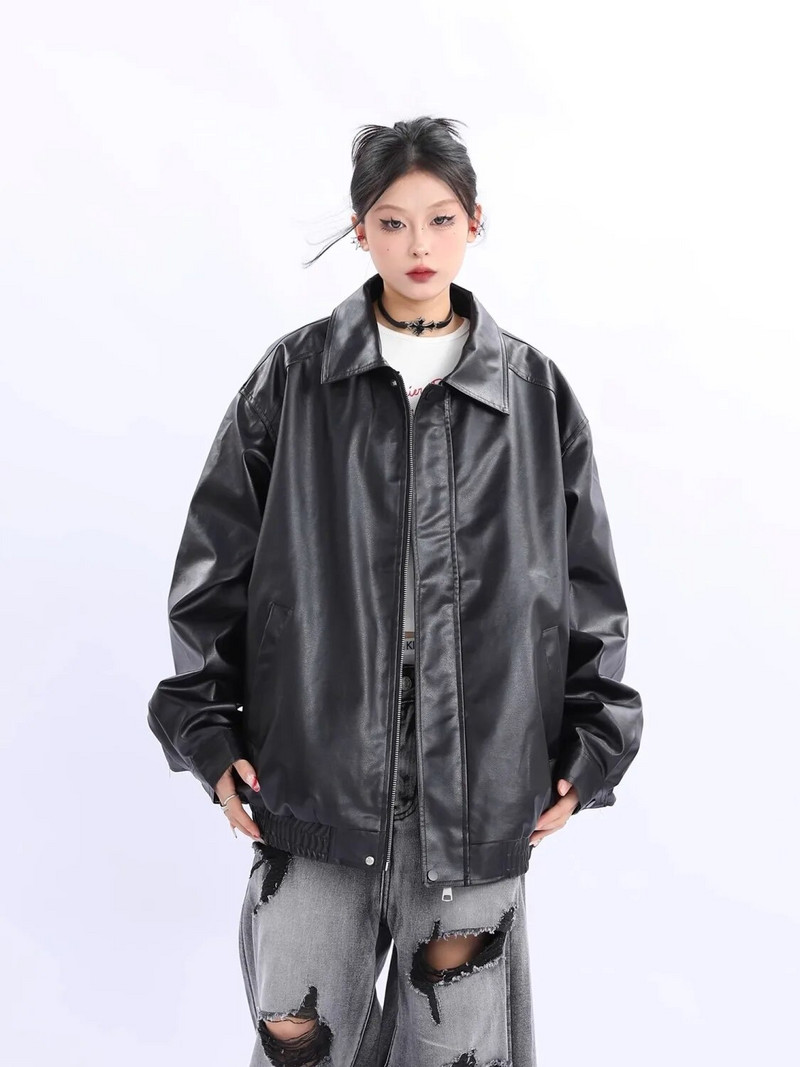 Nova jesen Traf Američki ženski kaput Ženska retro smeđa kožna jakna 2023 Trf jakne Odjeća Zimska