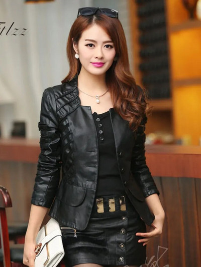 Uus sügisene nahkjakk naiste õhuke Patchwork Plus Size 4xl punane nahkmantel, naiste punk motomoto bikeri jope Casaco Feminino