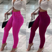 2023 m. nauji moteriški džinsai su aukštu juosmeniu Madingi ploni džinsiniai pieštukų kelnės Laisvalaikio daugiaspalvės moteriškos kelnės S-2XL Drop Ship