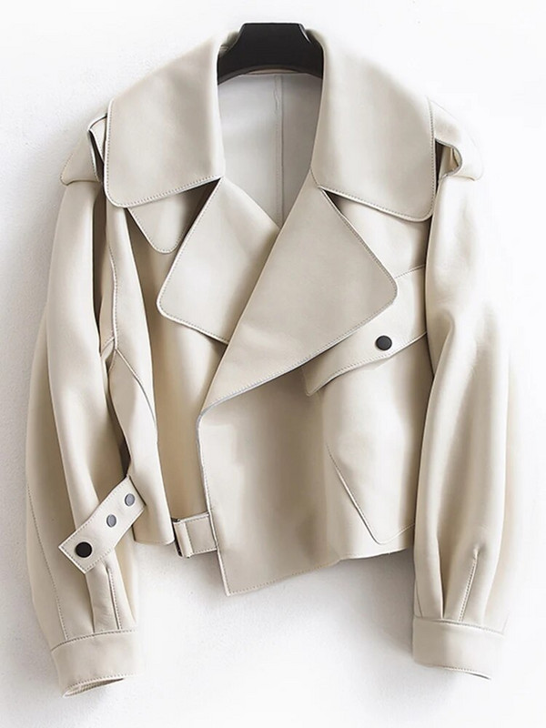 Aelegantmis juoda trumpa laisva Pu odinė striukė rudens žiemos minkšta dirbtinės odos striukė Gatvės laisvalaikio apatiniai drabužiai Moteriška dviratininko striukė