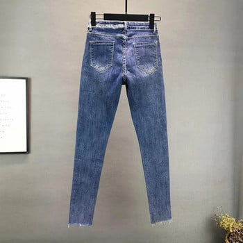 Γυναικεία Slim Ψηλόμεση Strench Diamonds Jeans Woman Vintage Streetwear Casual Elastic Pencil Τζιν παντελόνι Παντελόνι Pantalones