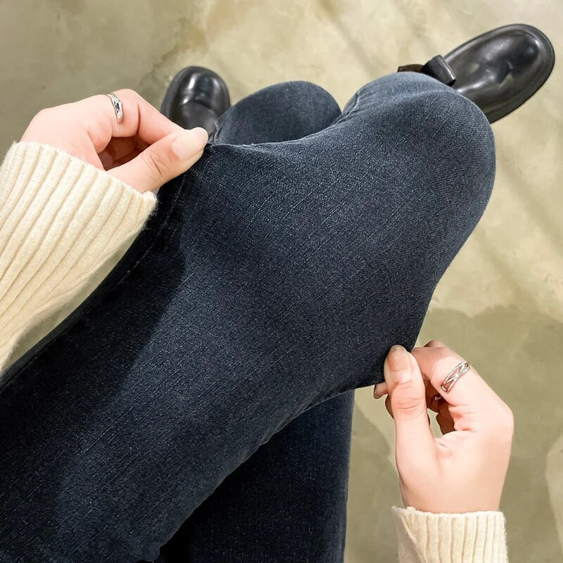 Ženske uske traperice s više gumba visokog struka, modne elastične uske pencil hlače Ženske mamine traper hlače Ulična odjeća