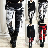Ulična odjeća Vintage Gothic Hlače Ženske Y2k Punk tajice visokog struka Ljeto Proljeće Uske hlače na kravatu Rocker Distressed Pants Leggins