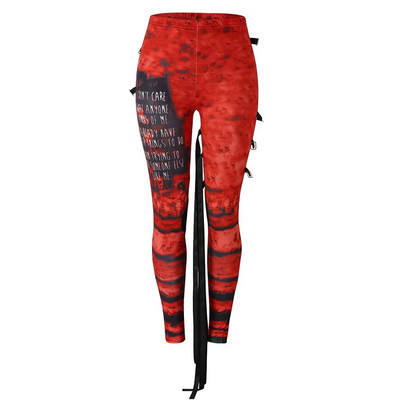 Ulična odjeća Vintage Gothic Hlače Ženske Y2k Punk tajice visokog struka Ljeto Proljeće Uske hlače na kravatu Rocker Distressed Pants Leggins