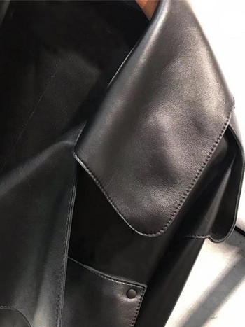 Sungtin Дамско яке от изкуствена кожа Меко свободно ретро мотоциклетско палто С къси джобове Мотор PU Черно яке Есенно улично кожено палто