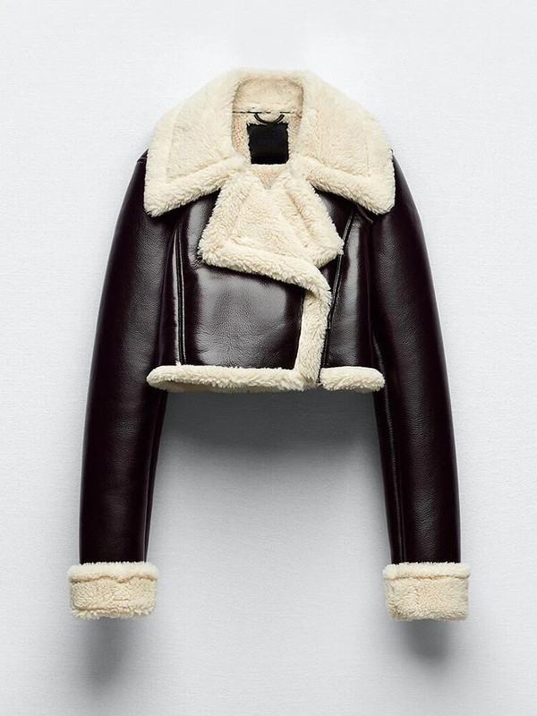 Fitaylor Νέο Φθινοπωρινό χειμερινό ψεύτικο δερμάτινο τζάκετ αρνί Γυναικείο φερμουάρ με φερμουάρ πέτο Κοντό παλτό Pu Lady χοντρά ζεστά ρούχα Moto Biker