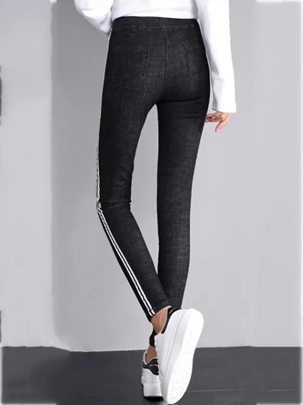 Külgtriibuga kõrge vöökohaga Teksad Pliiatspüksid Kitsad Naiste Uus Suur Suurus 5xl Pahkluuni Vaqueros Pantalones Casual Denim Spodnie