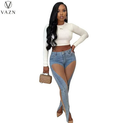 VAZN 2023 Naujas prabangus dizaineris, aukščiausios klasės raištiniai nėriniai, jauni, seksualūs, švelnūs hole stiliaus moteriškos ilgos pieštukų kelnės