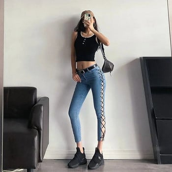 Elasticity Sexy Skinny Strechy Ripped Hot Split Cropped Pencil Cowboy Χαμηλή ελαστική μέση Τζιν Γυναικείο ρετρό τζιν παντελόνι