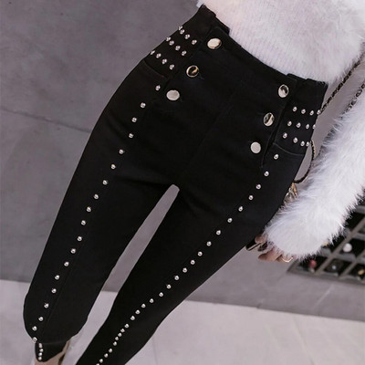 2022. aasta uued teksad Naiste kõrge vöökohaga teksad Naiste kõrge elastsusega veniv naiste pestud teksapüksid kitsad pliiatspüksid