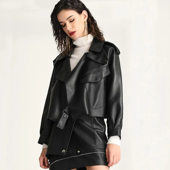Σακάκι από συνθετικό δέρμα Γυναικείο Χαλαρό απαλό Vintage Μοτοσικλέτα Παλτό Κοντό Pu Δερμάτινο Παλτό Γυναικείο Πανκ Φθινοπωρινό Streetwear