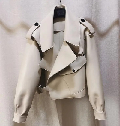 Moteriška dirbtinės odos striukė Laisvas minkštas vintažinis motociklininko paltas Trumpas Pu odinis paltas Moteriškas pankrokas rudens gatvių drabužiai