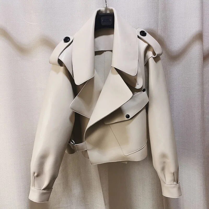 Moteriška dirbtinės odos striukė Laisvas minkštas vintažinis motociklininko paltas Trumpas Pu odinis paltas Moteriškas pankrokas rudens gatvių drabužiai