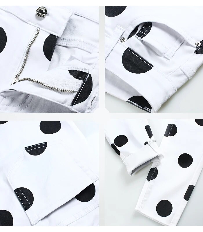 2590 Youaxon Nauji ES dydžio balti taškeliai apkarpyti džinsai merginoms vintažinės gatvės aprangos tamprios siauros kelnės džinsai moterims