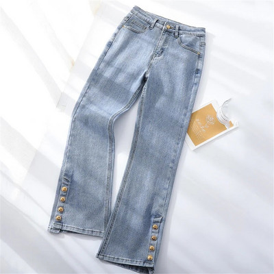 Prevelike 5xl šik traperice s dugim zvonastim dnoom Klasične uske rastezljive traper hlače visokog struka Proljeće Jesen Ulična Ženske hlače