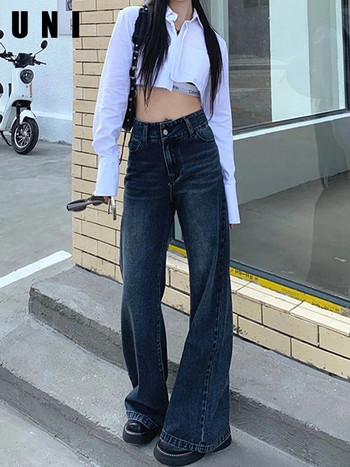 High Street Long Jeans Women Ulzzang Distressed Simple Retro All-match Harajuku Classic Loose Τζιν Παντελόνι Φοιτητικά Μοντέρνα BF