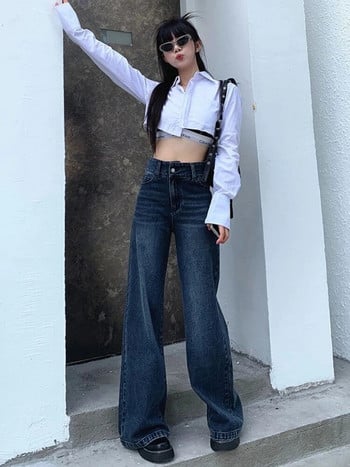 High Street Long Jeans Women Ulzzang Distressed Simple Retro All-match Harajuku Classic Loose Τζιν Παντελόνι Φοιτητικά Μοντέρνα BF