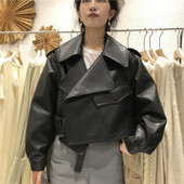 PU odinė striukė, paltas Moterys Basic Minkšti trumpi viršutiniai drabužiai Punk drabužiai Dirbtinė oda pavasario ruduo Moterų motociklų armija žalia pilna