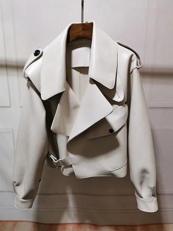 PU Δερμάτινο παλτό Γυναικείο Βασικό Μαλακό Κοντό Πανκ Ένδυση Συνθετικό Δέρμα Άνοιξη Φθινόπωρο Γυναικεία Μοτοσικλέτα Στρατός Πλήρης