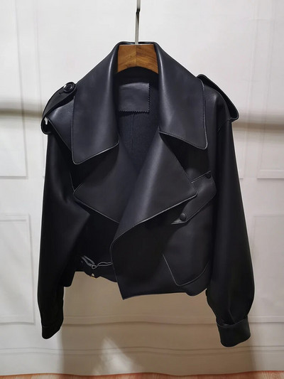 PU odinė striukė, paltas Moterys Basic Minkšti trumpi viršutiniai drabužiai Punk drabužiai Dirbtinė oda pavasario ruduo Moterų motociklų armija žalia pilna