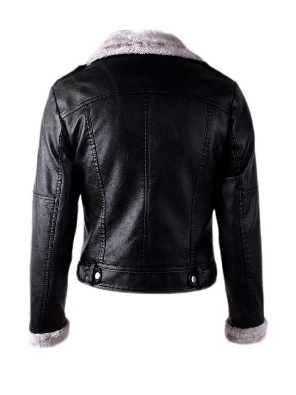 Aelegantmis rudens žieminė odinė striukė, moteriška dirbtinio kailio striukė, moteriška plona trumpa motociklo striukė, šilta, pliušinė viršutinė striukė