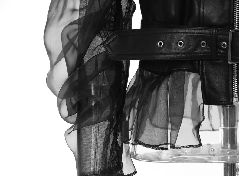 Naiste kunstnahast mootorratta jope PU vööga õhuke vabaaja disaineri biker joped