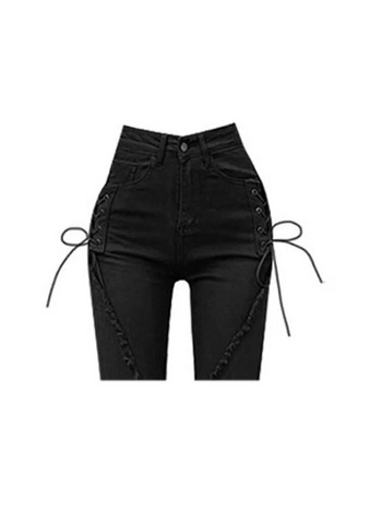 Black Flare Jeans Vintage Χαμηλόμεσο Σπλιτ Παντελόνι Αισθητική Streetwear Casual Cargo Παντελόνι Γυναικείο Κορεατικό Στιλ Αναξιοπαθούντα τζιν