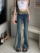 2023 Korea Y2K Patch Vintage Blue Flare Teksad Püksid Naistele Riided Harajuku Mood vabaaja Daami Denimpüksid Ropa De Mujer