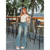 Sinised naiste teksad Ameerika kõrge vöökohaga mood Hip Hop vintage tänavarõivad Y2K šikk laia säärega teksa naiste püksid kottis teksapüksid