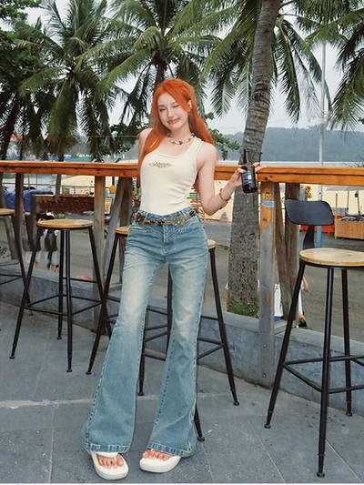 Sinised naiste teksad Ameerika kõrge vöökohaga mood Hip Hop vintage tänavarõivad Y2K šikk laia säärega teksa naiste püksid kottis teksapüksid