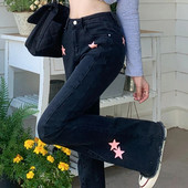 Τζιν τζιν για γυναίκες Hiphop High Street Star Micro Rage Slim Wide Leg Ευπροσάρμοστο παντελόνι κοριτσιού μικρού μεγάλου μεγέθους S-4XL 5XL