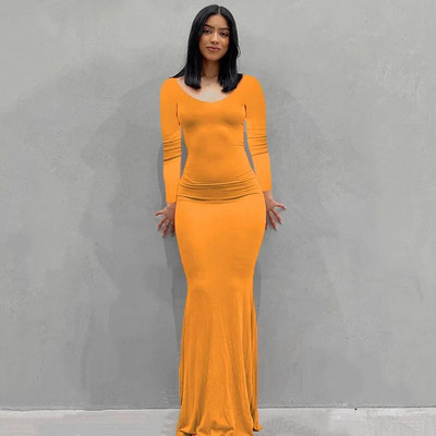 2023. aasta suve naiste seksikas spagetirihm, must skims pikk kleit Y2k varrukateta soliidne kõhn Bodycon Trompet Maxi kleidid Vestidos