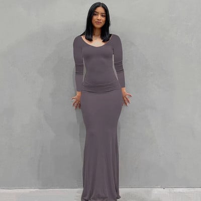 2023. aasta suve naiste seksikas spagetirihm, must skims pikk kleit Y2k varrukateta soliidne kõhn Bodycon Trompet Maxi kleidid Vestidos